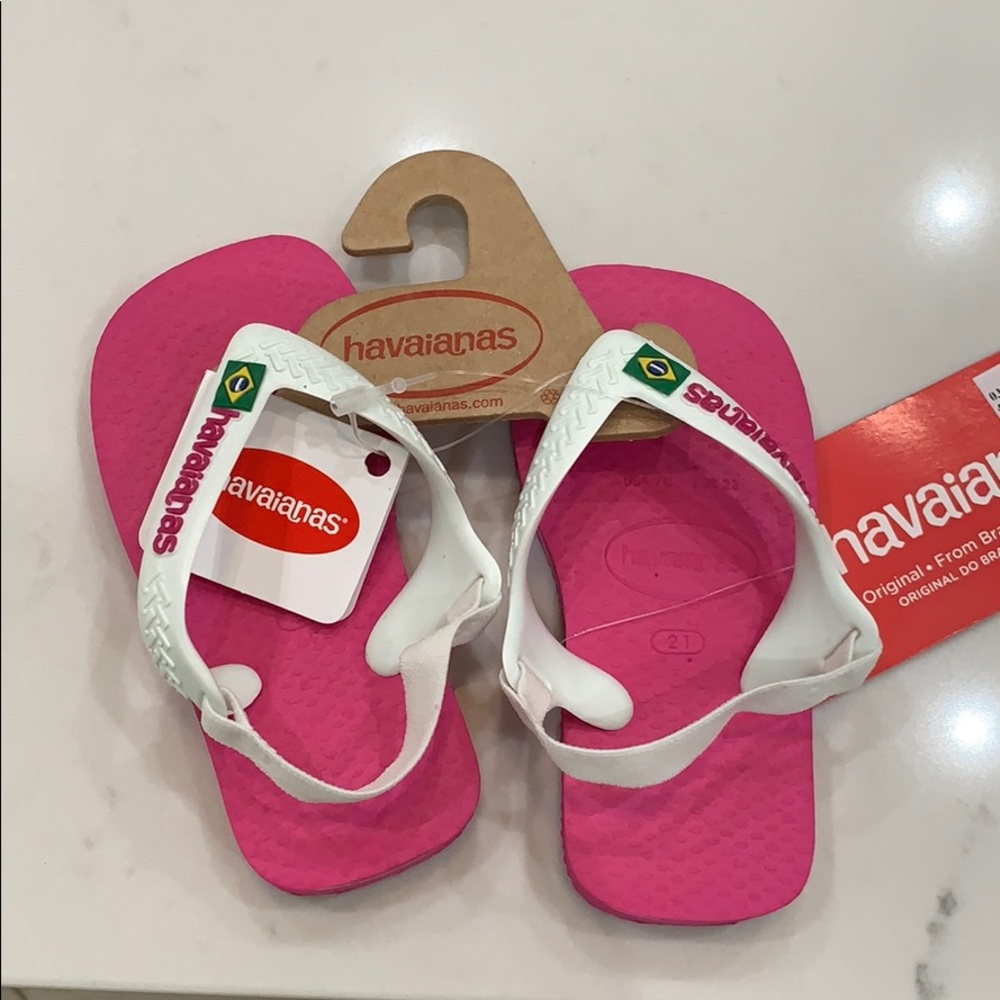 Havainas Toddler Pink and White Flip Flops 7C